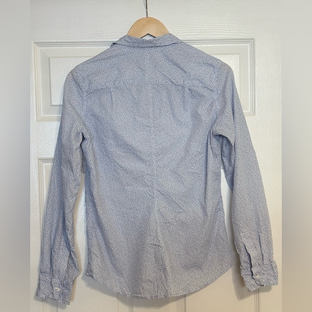 F&E Barry Shirt M Barneys New York Exclusive Blue Micro Ditsy Floral Button‑Down - Picture 3 of 9
